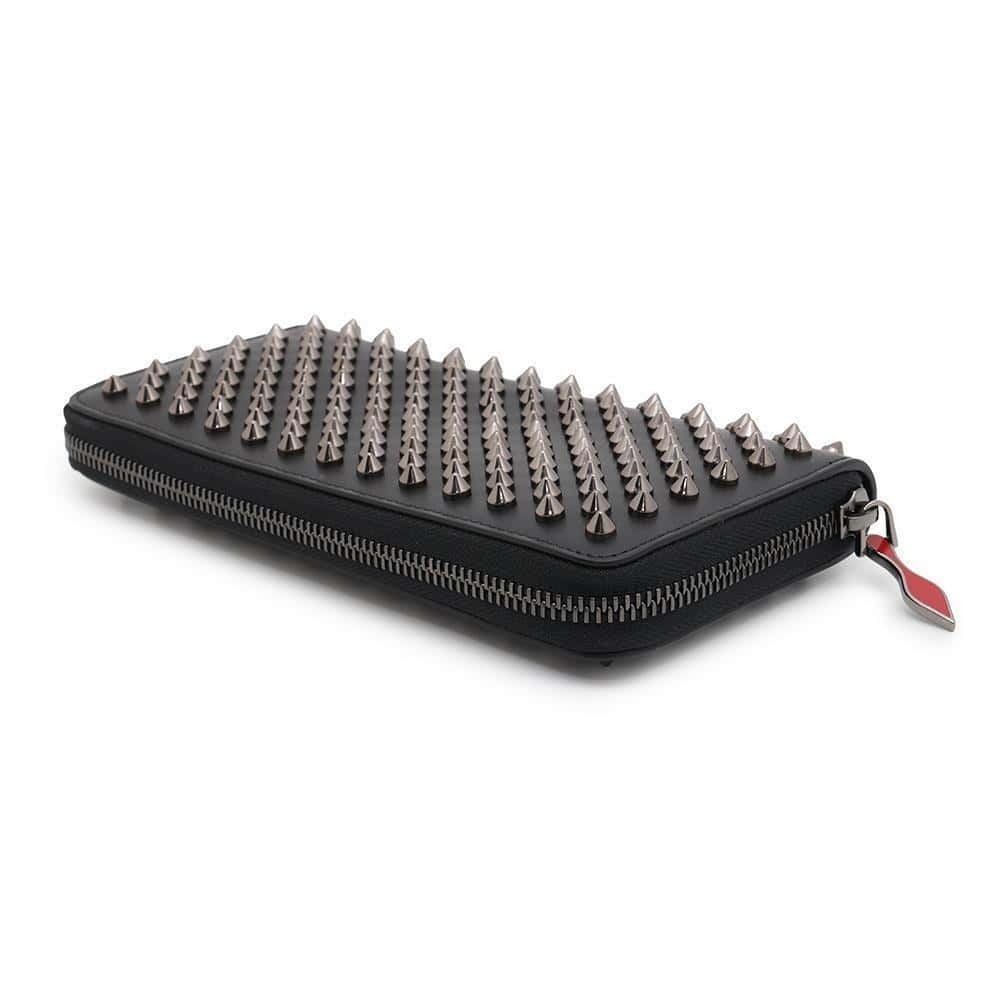 Christian Louboutin Wallet Black Spike Panettone Long Stud Leather Black